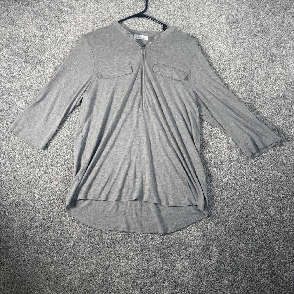 Calvin Klein Tunic Top L Preppy Minimalist Office Siren Utility Modern Corpcore